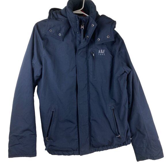 Abercrombie & Fitch Other - Abercrombie Fitch Mens Sz M Blue Winter Hooded Jacket Logo Full Zip